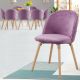 MIADOMODO Zestaw aksamitnych krzeseł do jadalni, fioletowe,