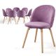 MIADOMODO Zestaw aksamitnych krzeseł do jadalni, fioletowe,