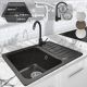 Aquamarin Zlew kuchenny granitowy, 57 x 45 cm, czarny