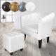 Zestaw fotel i pufa z ekoskóry, biały, do salonu i biura