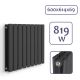Grzejnik stalowy poziomy antracyt 819W 600x614 mm nowoczesny