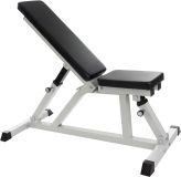 Regulowana ławka treningowa 200 kg, biała, stalowa, antypośl