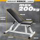 Regulowana ławka treningowa 200 kg, biała, stalowa, antypośl