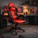 Ergonomiczne krzesło biurowe z poduszkami, czarno-czerwone