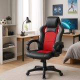 Ergonomiczne krzesło biurowe, czerwono-czarne