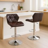 Zestaw 2 brązowych krzeseł barowych – regulowane na wysokość