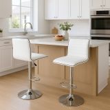 Zestaw 2 białych krzeseł barowych, z regulacją wysokości