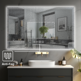 Podświetlane lustro LED 90x70 cm z zegarem i wyborem barwy