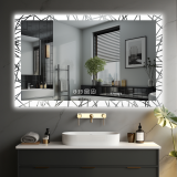Podświetlane lustro LED 90x70 cm z zegarem i wyborem barwy