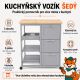 Wózek kuchenny na kółkach z szufladami, szary