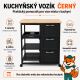 Wózek kuchenny na kółkach z szufladami, czarny