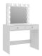 Toaletka z lustrem 12 LED biała, 2 szuflady do makijażu