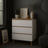 Komoda skandynawska biała dąb craft 80 cm