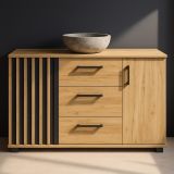 Komoda 140 cm dąb craft z szufladami i uchwytami