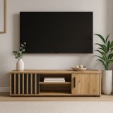 Szafka RTV 140 cm dąb craft z półką i drzwiami komoda