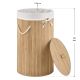 Okrągły kosz na pranie z bambusa 55 l z pokrywą i workiem