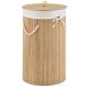 Okrągły kosz na pranie z bambusa 55 l z pokrywą i workiem