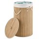 Okrągły kosz na pranie z bambusa 55 l z pokrywą i workiem