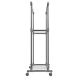 Metalowy wieszak na ubrania na kółkach, 2 drążki + półka