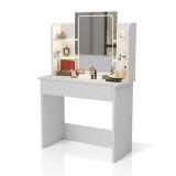 Toaletka Zoey z lustrem LED i 6 półkami, biała, 80x40x140 cm