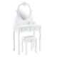 Toaletka kosmetyczna Julia z lustrem i taboretem, biała MDF