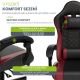 Fotel gamingowy czarno-czerwony, ergonomiczny, PVC, 120 kg
