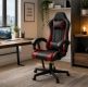 Fotel gamingowy czarno-czerwony, ergonomiczny, PVC, 120 kg