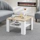Biały stolik kawowy z półką, 60x60x45 cm, nowoczesny design