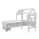Białe łóżko dziecięce domek Yari z biurkiem i szufladami