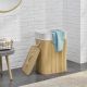 Kosz na pranie bambusowy 72 l z pokrywą i workiem, naturalny
