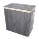 Kosz na pranie bambusowy 150l, 3 komory, szary, z pokrywą