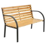 Stylowa ławka ogrodowa z drewna i metalu, 2 miejsca, 120 cm