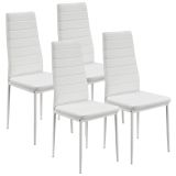 Białe krzesła do kuchni, zestaw 4 szt., stal, PVC, wygodne