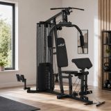 Stacja fitness do domu 77 kg, czarna, stalowa konstrukcja