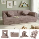 Designerska modułowa kanapa dziecięca 150 cm, pudrowa