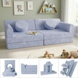 Designerska modułowa kanapa dziecięca 150 cm, jasnoniebieska