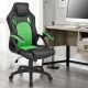 Krzesło gamingowe ergonomiczne czarno-zielone z ekoskóry