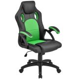 Krzesło gamingowe ergonomiczne czarno-zielone z ekoskóry
