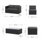 Zestaw ogrodowy z polirattanu dla 6 osób, czarny/szary