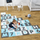 Puzzle z literami i cyframi, 189 x 189 cm, niebieskie