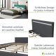 Nowoczesne szare łóżko tapicerowane 140x200 z LED i stelażem