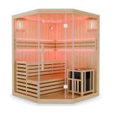 Narożna sauna fińska 150 x 150 cm, 6 kW, LED
