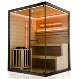 Nowoczesna sauna dla 3 osób, LED, sól himalajska, czarna