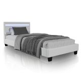 Nowoczesne białe łóżko tapicerowane 90x200 z LED