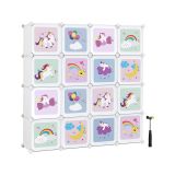 Modułowa szafa dziecięca pastelowa z jednorożcami 16 kostek