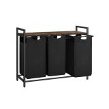 Kosz na pranie z 3 x 38l  stal, drewno