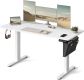 Białe biurko z elektryczną regulacją 140x60 cm, cichy silnik