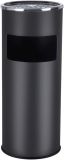 Czarny kosz na śmieci z popielniczką 30L stal nierdzewna