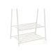 Biały stojak na ubrania z półkami, metalowy, 87,5x41x155 cm