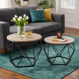 Zestaw 2 stolików kawowych okrągłych, industrialny styl loft